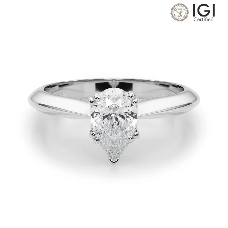 Women's engagement rings wispy-elegance-Ava Pear Lab Grown Diamond Solitaire Engagement Ring IGI Certified