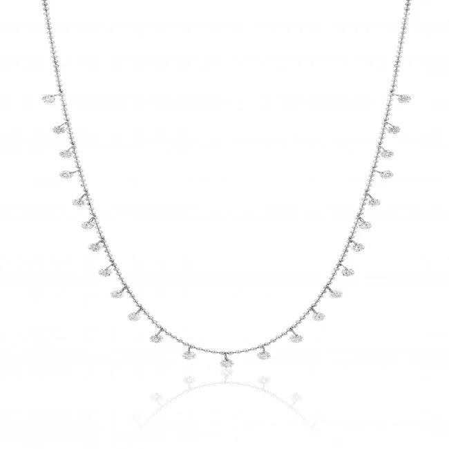 Women's necklaces open-link-14K White Gold Dashing Diamonds 24 Diamond 1.20 Ct 18 inch Necklace N10066-18