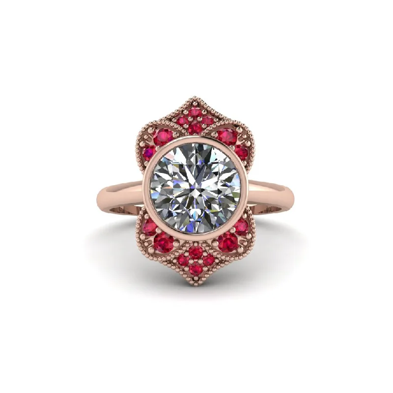 Women's engagement rings coral-blush-Diamond Bezel Vintage-Inspired Engagement Ring - Olive No. 47