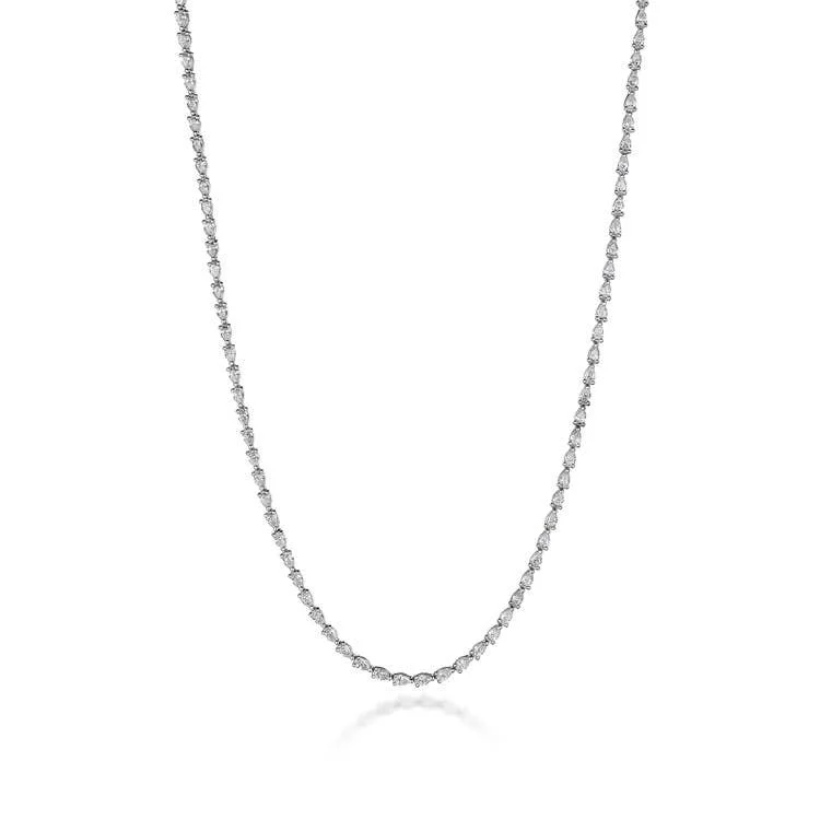 Women's necklaces sparkling-gem-Stilla | Pear Diamond Tennis Necklace in 18k White Gold FN66916