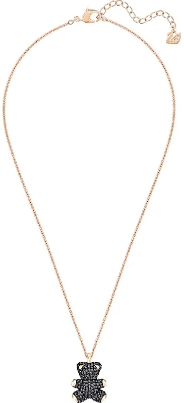 Women's necklaces velvety-platinum-Swarovski Women's Necklace - Teddy 3D Black Pendant Rose Gold Plated | 5300448