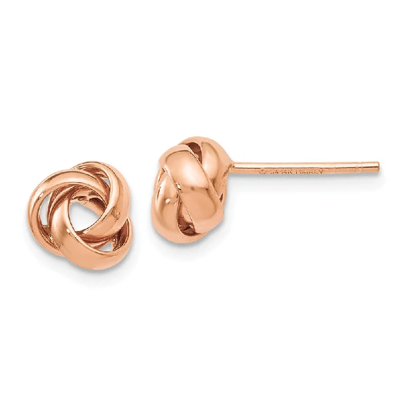 Women's earrings luminous-zircon-7mm Polished Love Knot Post Earrings in 14k Rose Gold