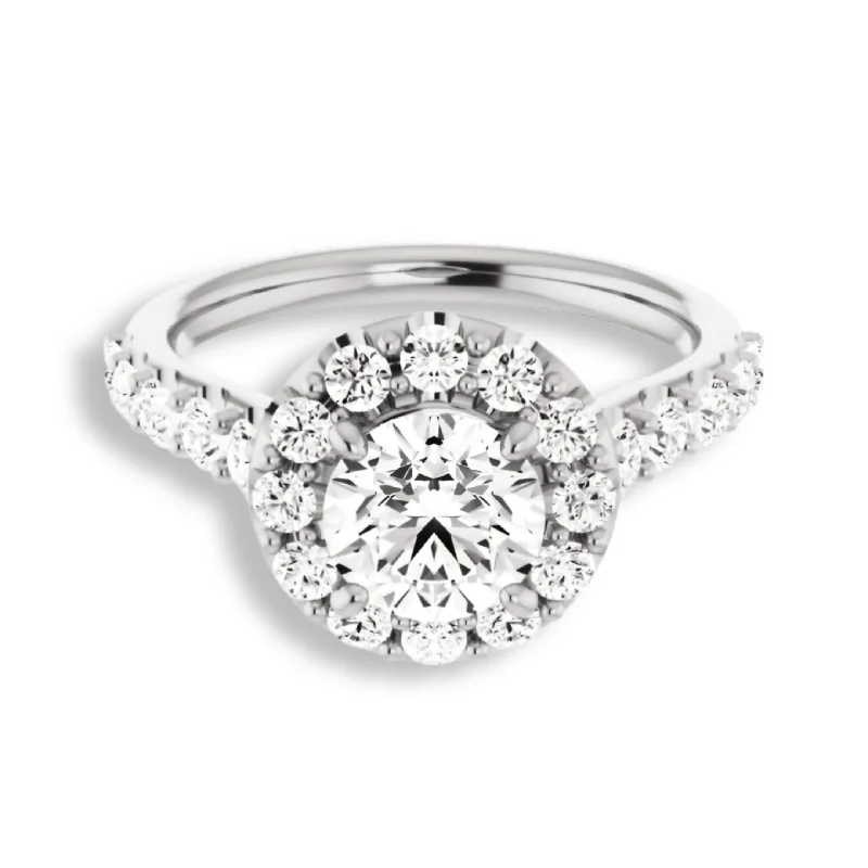 Women's engagement rings radiant-princess-Round Diamond Halo Engagement Ring