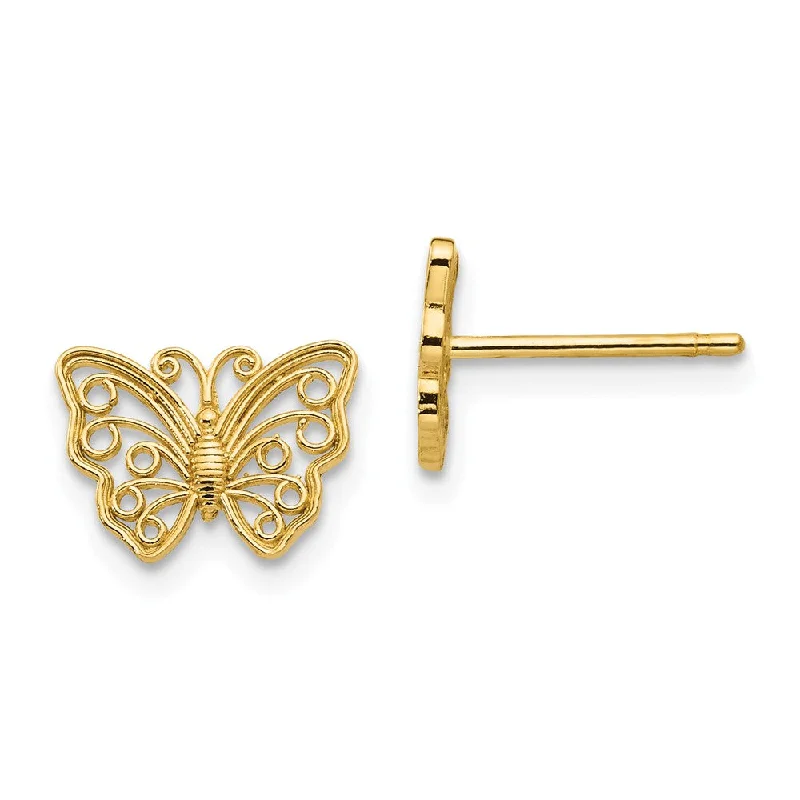 Women's earrings soft-spark-10mm Cutout Butterfly Post Earrings in 14k Yellow Gold