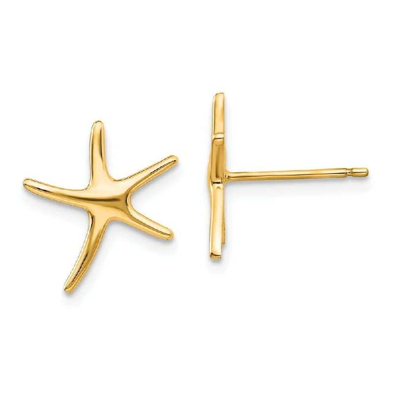 Women's earrings fine-gleam-13mm Polished Pencil Starfish Post Earrings in 14k Yellow Gold