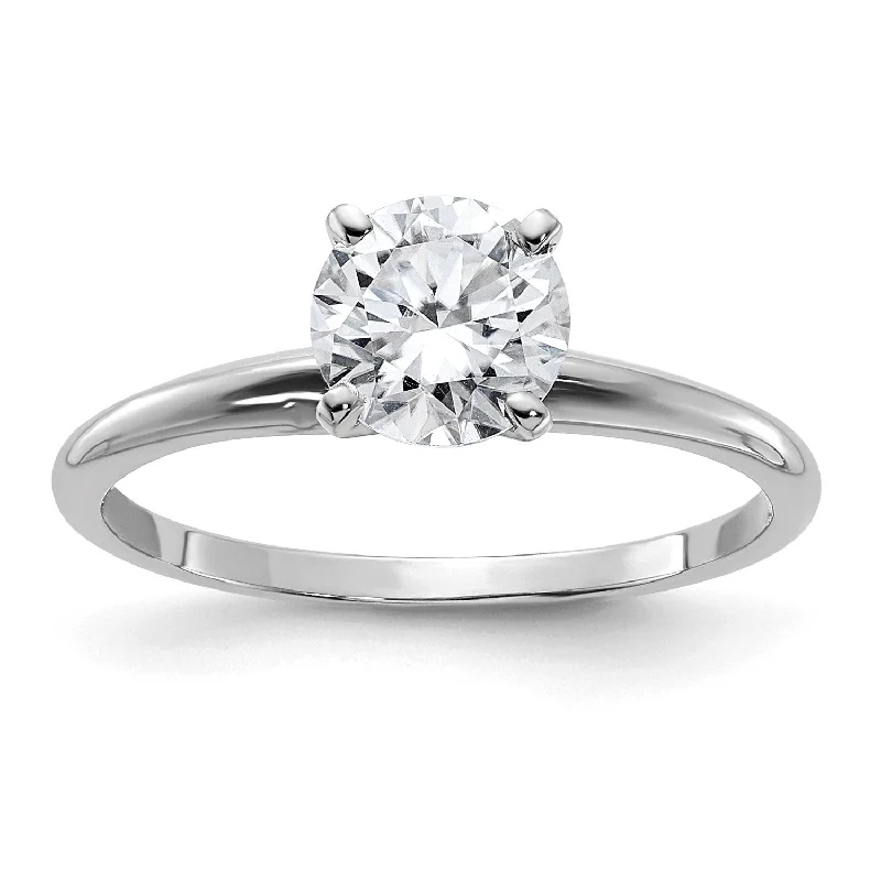 Women's engagement rings luminous-glow-6.5MM Round Moissanite Solitaire Engagement Ring in 14KT White Gold; Size 7