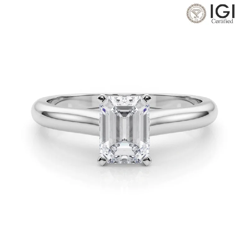 Women's engagement rings playful-gleam-Isabella Emerald Lab Grown Diamond Solitaire Engagement Ring IGI Certified