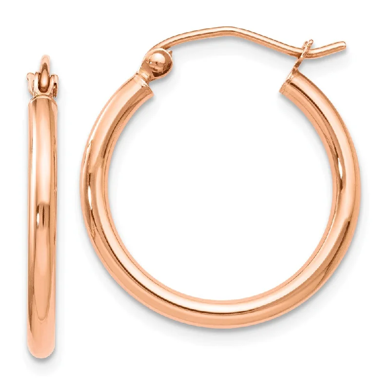 Women's earrings crafted-charm-2mm Round Hoop Earrings in 14k Rose Gold, 20mm (3/4 Inch)