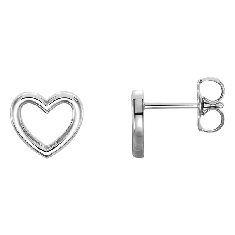 Women's earrings radiant-swirl-9 x 8mm (3/8 Inch) Polished 14k White Gold Small Heart Post Earrings