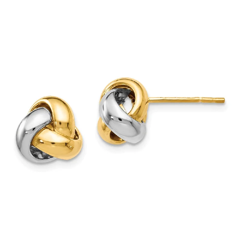 Women's earrings sculpted-stud-8.5mm (5/16 Inch) 14k Two-Tone Gold Polished Love Knot Stud Earrings