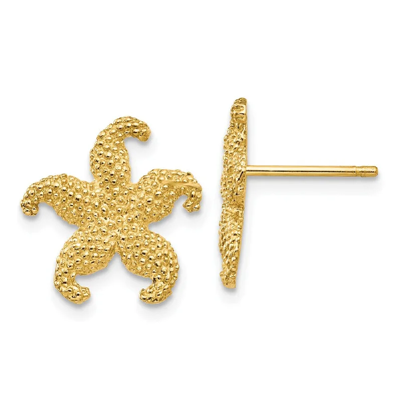 Women's earrings eternal-luxe-13mm Textured Starfish Post Earrings in 14k Yellow Gold