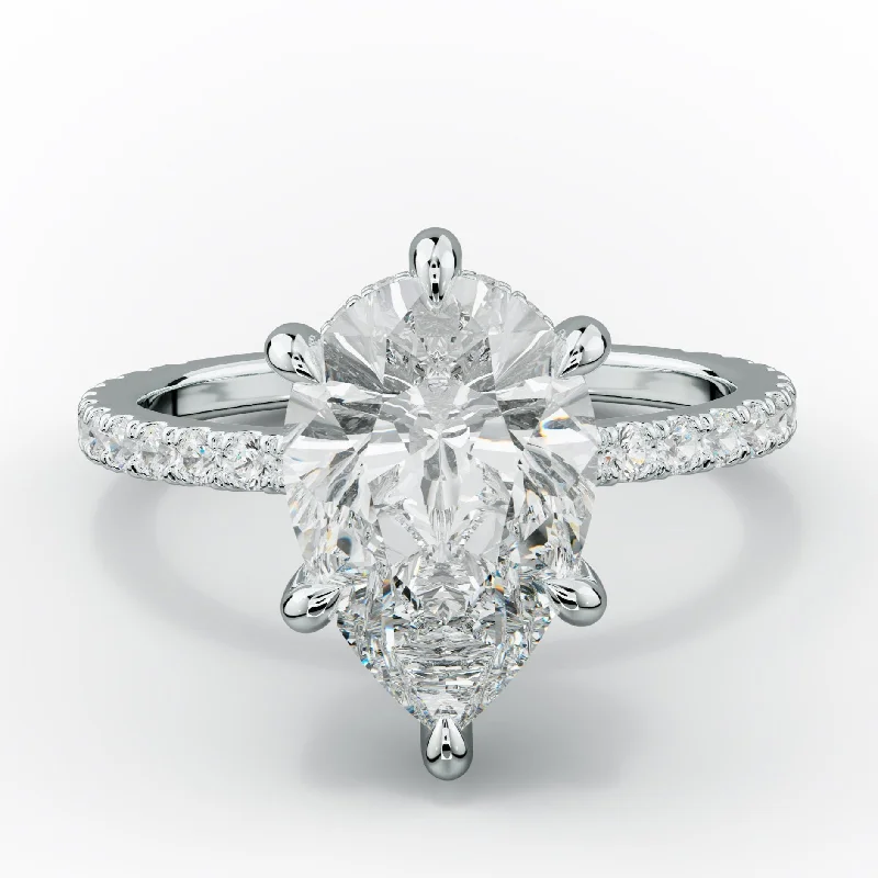 Women's engagement rings glowing-bezel-Chloe Six Prong Pear Shape Diamond Engagement Ring