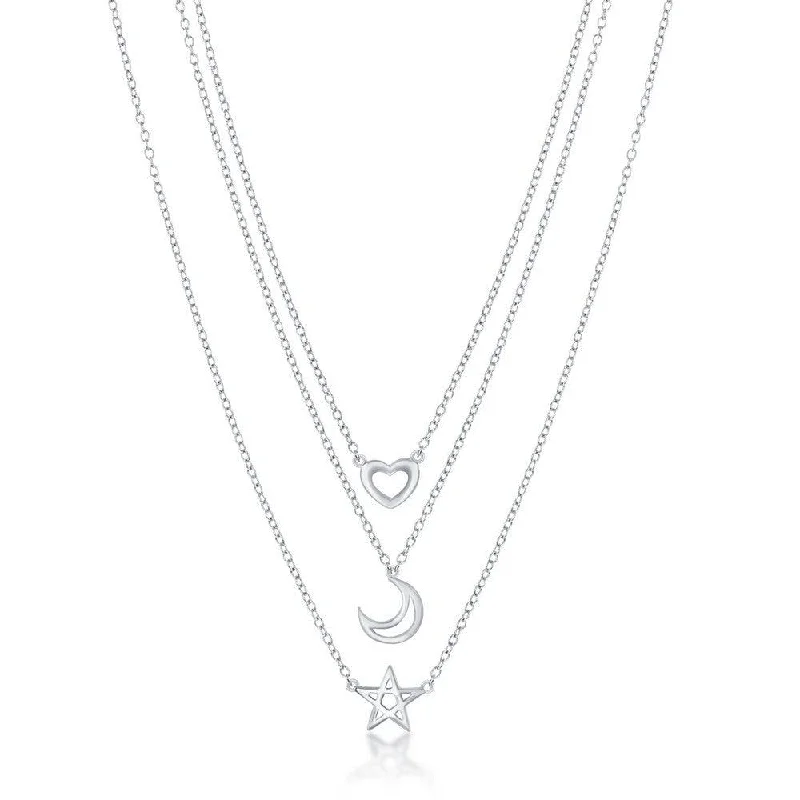 Women's necklaces eternal-gem-Sterling Silver Graduating Triple Strand Necklace