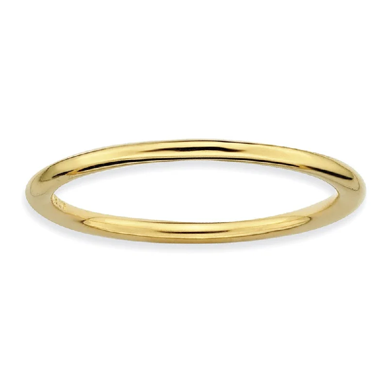 Women's rings graceful-curve-1mm 14k Yellow Gold Plated Sterling Silver Polished Elegant Stack Band