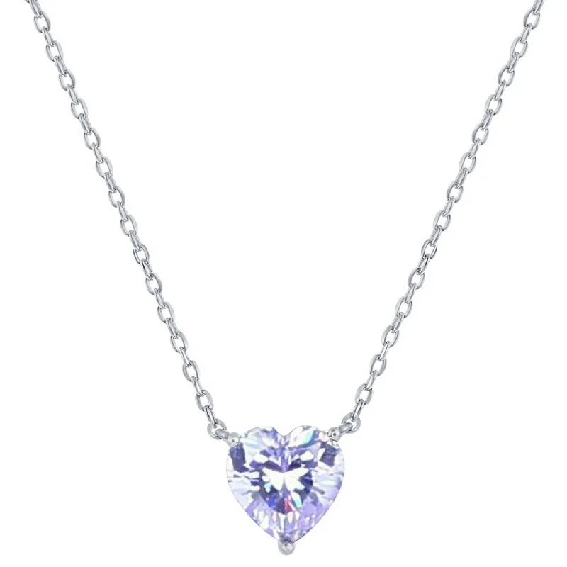 Women's necklaces night-spark-Classic Women's Necklace - Silver Light Amethyst June Heart Perciosa Crystal | M-7127