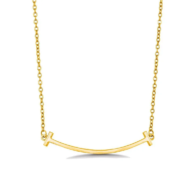 Women's necklaces retro-luxe-Sterling Silver Gold Plated Double T Curved Bar Necklace