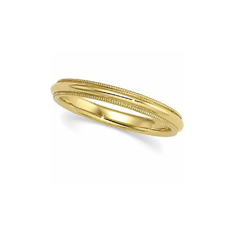 Women's rings twisted-vine-3mm Milgrain Edge Comfort Fit Domed 10k Yellow Gold Band