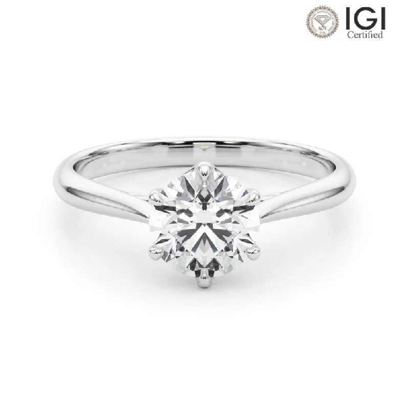 Women's engagement rings radiant-carve-Elizabeth Round Lab Grown Diamond Solitaire Engagement Ring IGI Certified