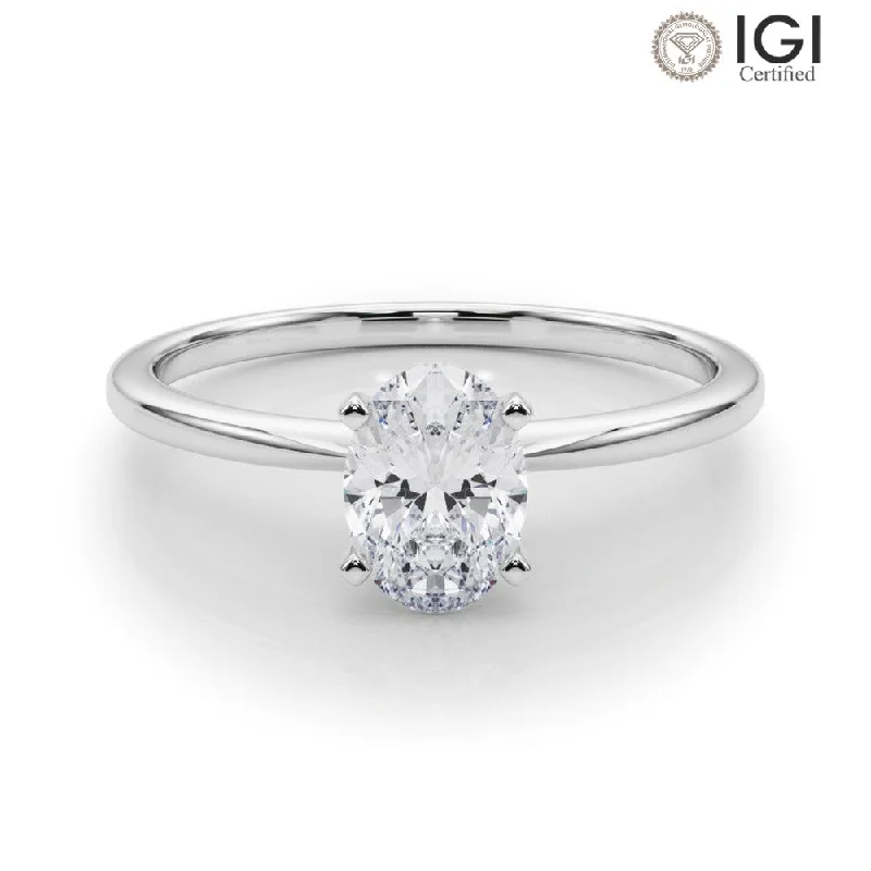 Women's engagement rings velvety-band-Angelica Oval Lab Grown Diamond Solitaire Engagement Ring IGI Certified