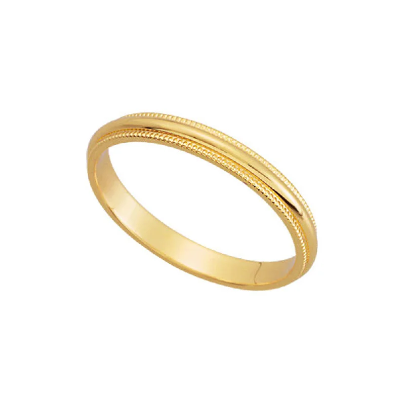 Women's rings Victorian-relic-2.5mm Milgrain Edge Domed Band in 10k Yellow Gold