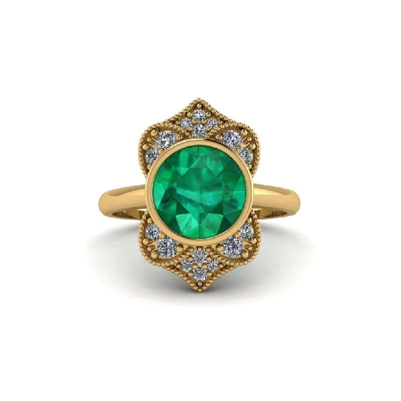 Women's engagement rings slender-fit-Emerald Bezel Vintage-Inspired Engagement Ring - Olive No. 4