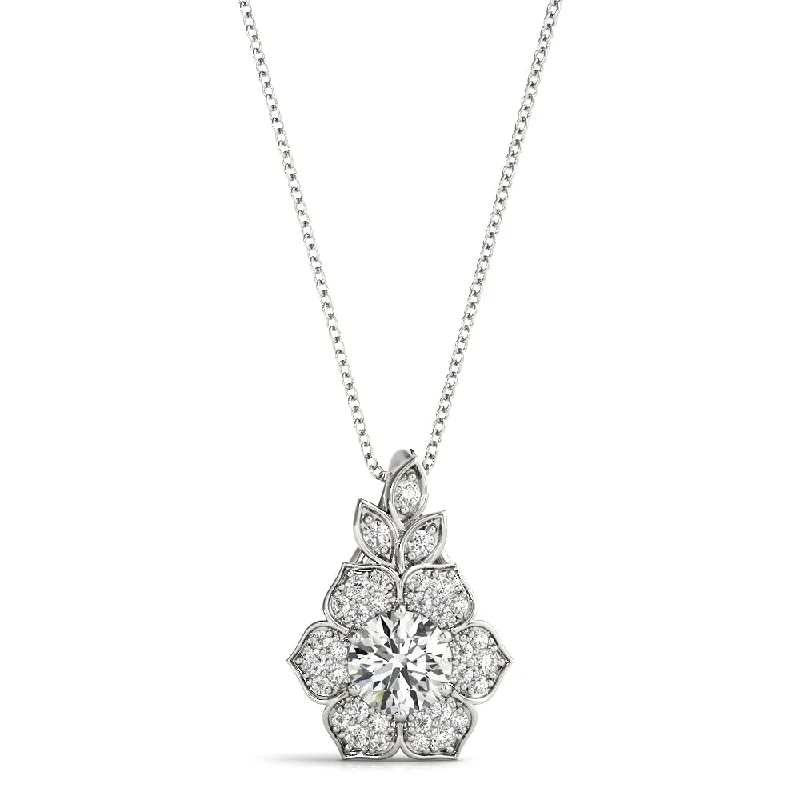 Women's necklaces starry-chic-14K Flower Diamond Necklace / Pendant