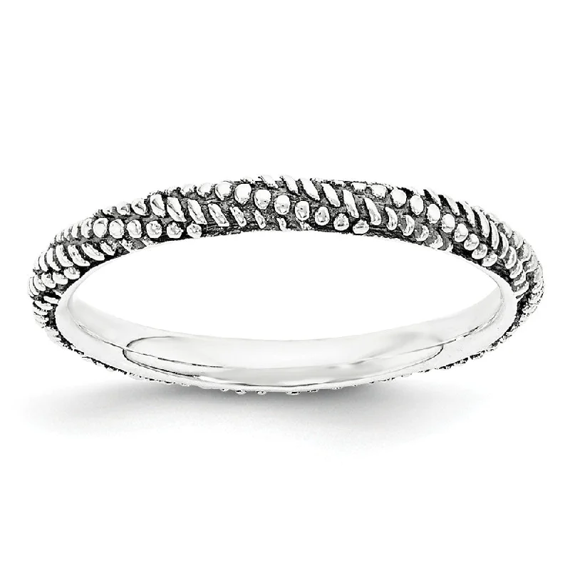 Women's rings playful-swirl-2.25mm Antiqued Sterling Silver Stackable Expressions Textured Band