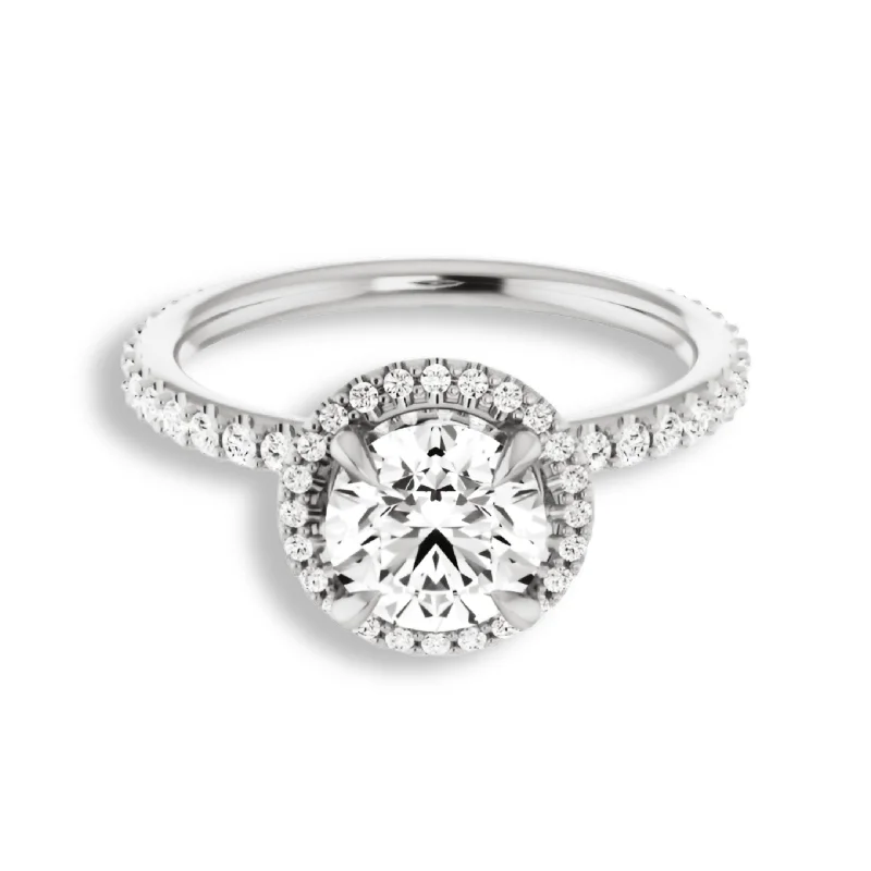 Women's engagement rings sculpted-prong-Round Diamond Halo Engagement Ring