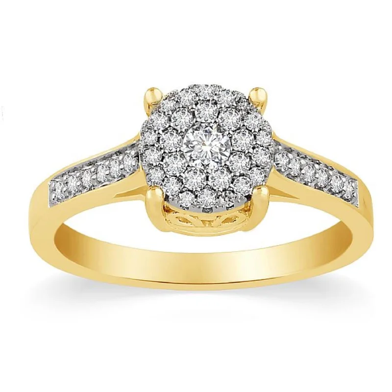 Women's engagement rings artisan-set-1/3 CTW Diamond Engagement Ring in 10KT Yellow Gold