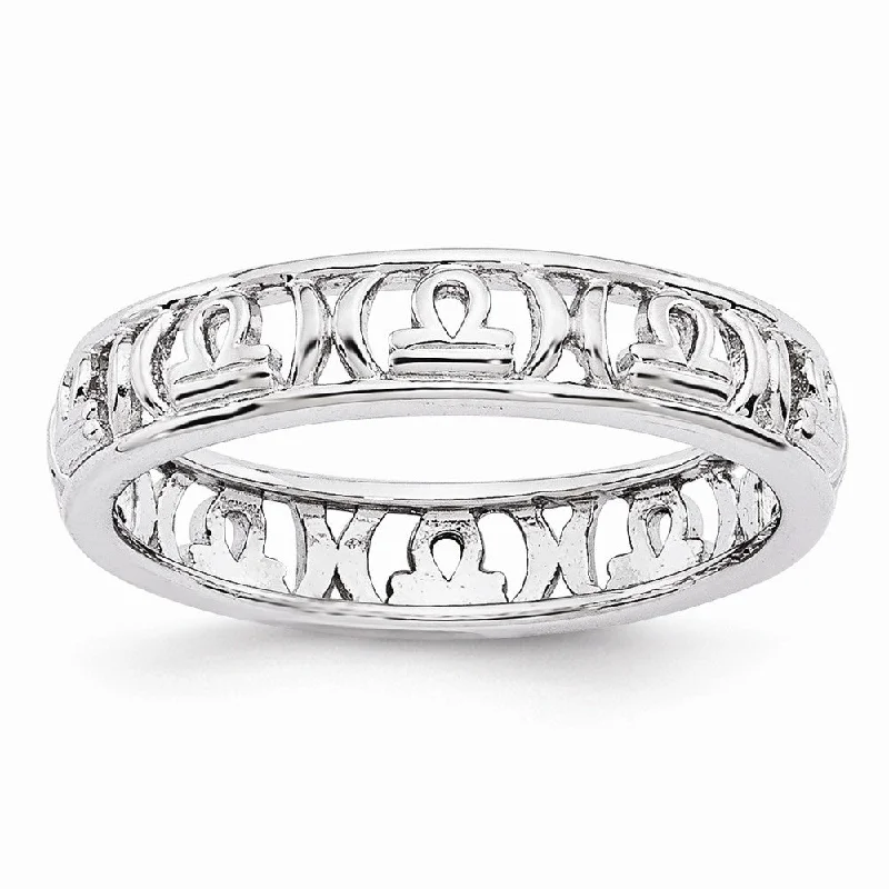 Women's rings faint-crystal-4mm Sterling Silver Stackable Expressions Libra Zodiac Ring