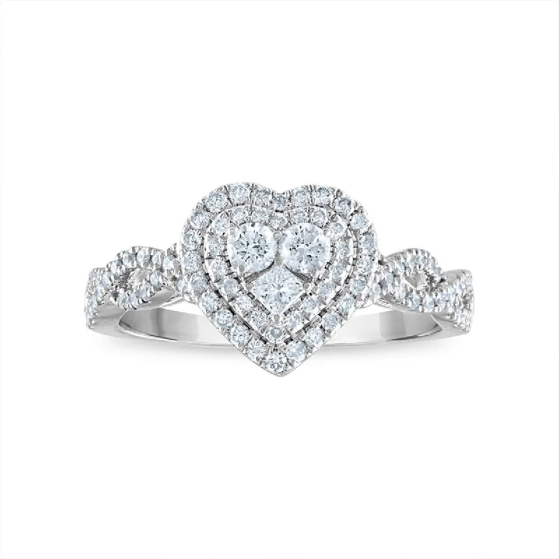 Women's engagement rings modern-petal-1/2 CTW Diamond Heart Engagement Ring in 10KT Gold