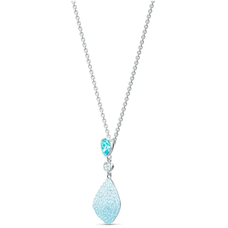 Women's necklaces starry-stone-Swarovski Women's Necklace - Fun Aqua Crystal Rhodium Plated | 5516584