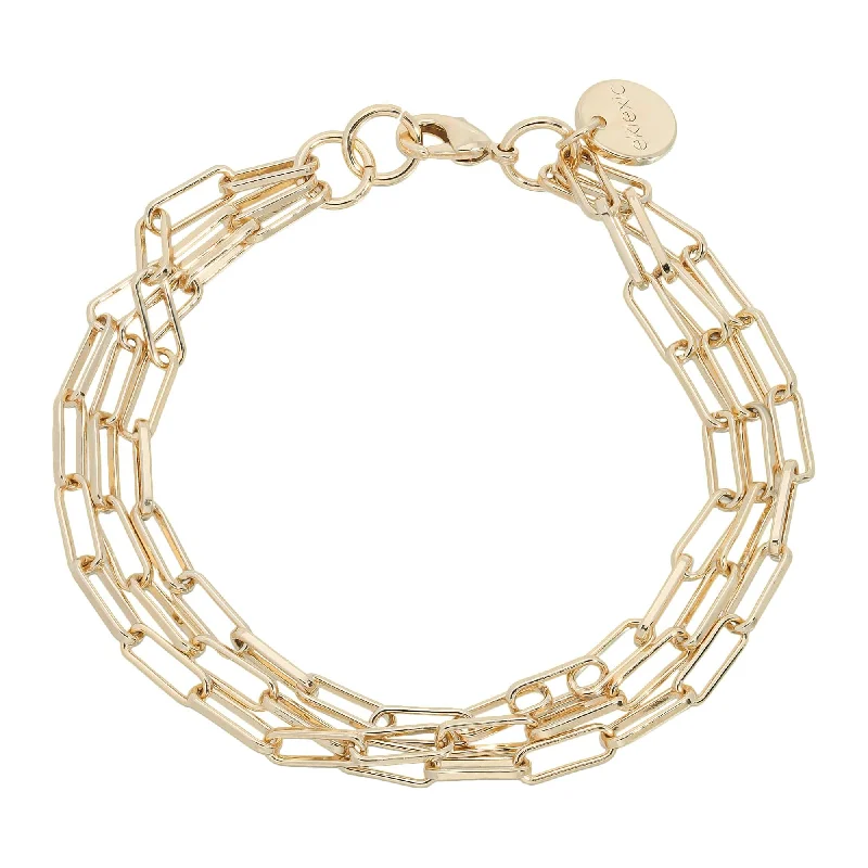 Women's bracelets elegant-heirloom-Triple Elongated Link Chain Bracelet