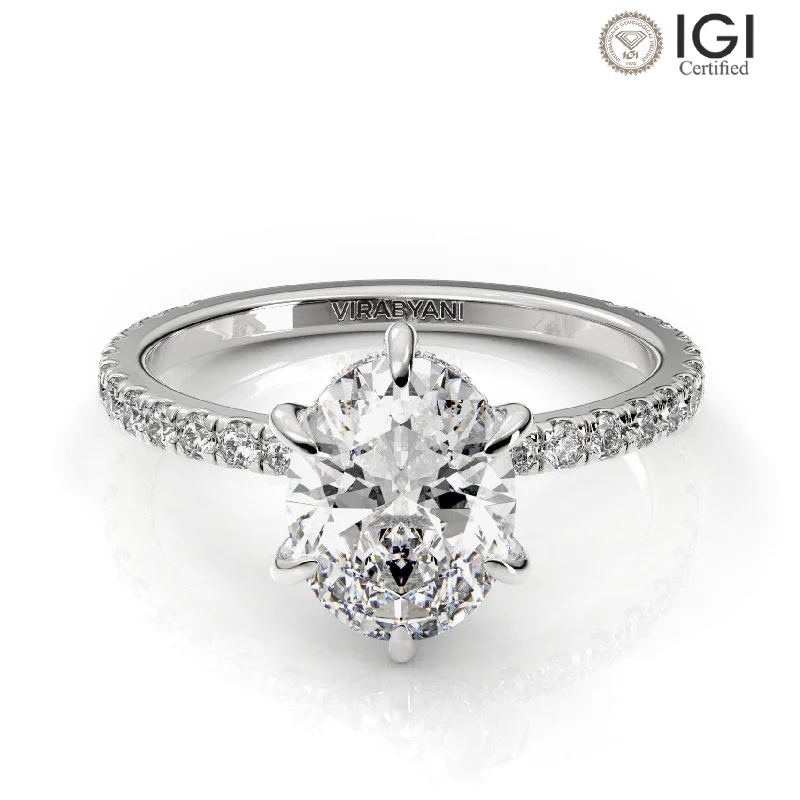 Women's engagement rings bold-platinum-Alessandra Oval Lab Grown Diamond Engagement Ring IGI Certified