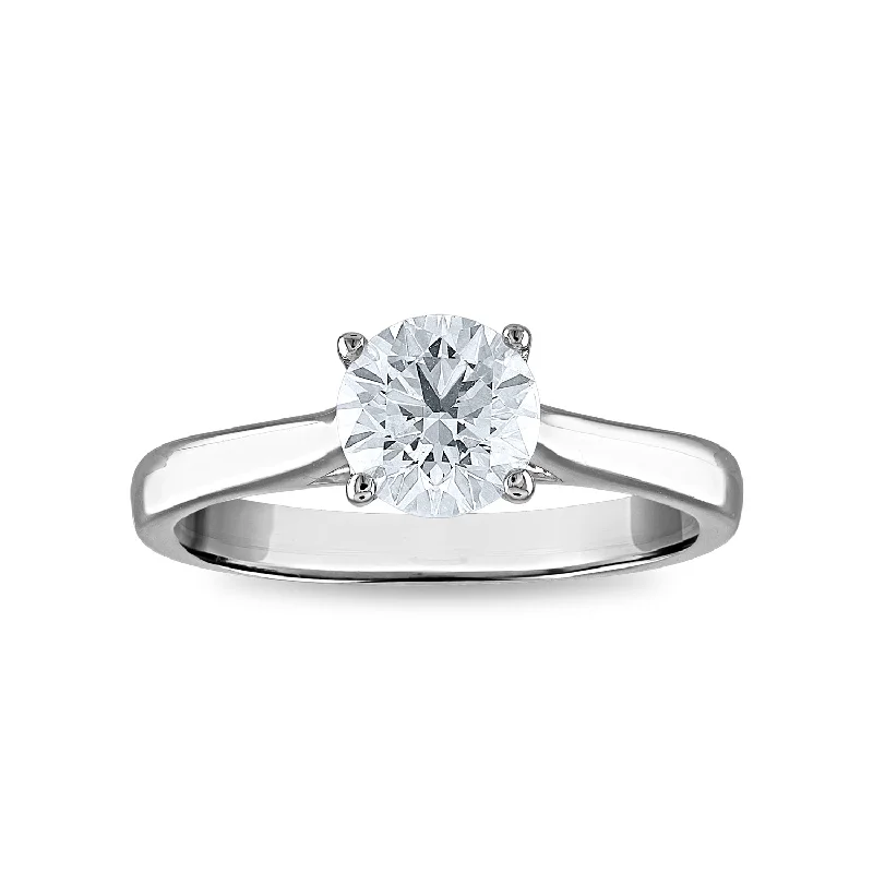 Women's engagement rings dainty-zircon-Red Hot Deal 1-1/4 CTW Round Lab Grown Diamond Solitaire Engagement Ring in 14KT White Gold