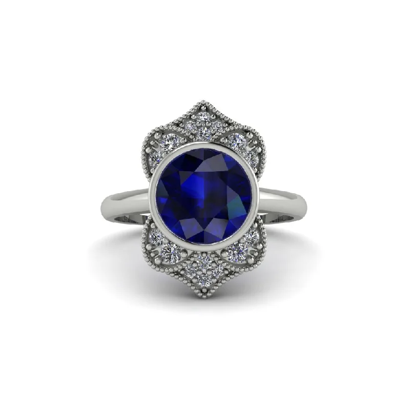 Women's engagement rings tender-glow-Sapphire Bezel Vintage-Inspired Engagement Ring - Olive No. 15