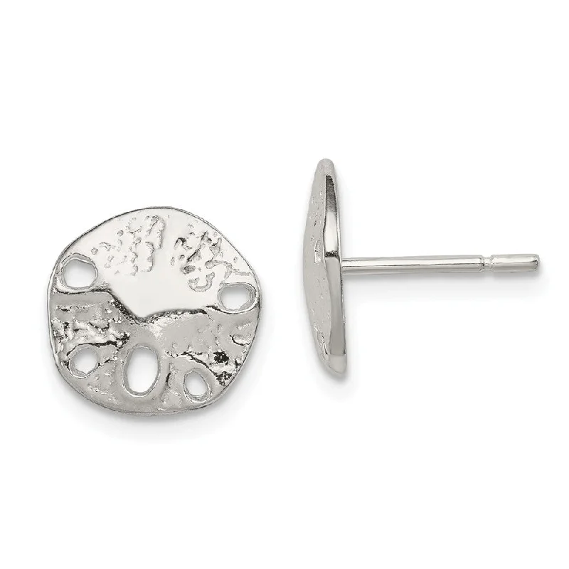 Women's earrings crafted-charm-11mm Polished Sand Dollar Post Earrings in Sterling Silver