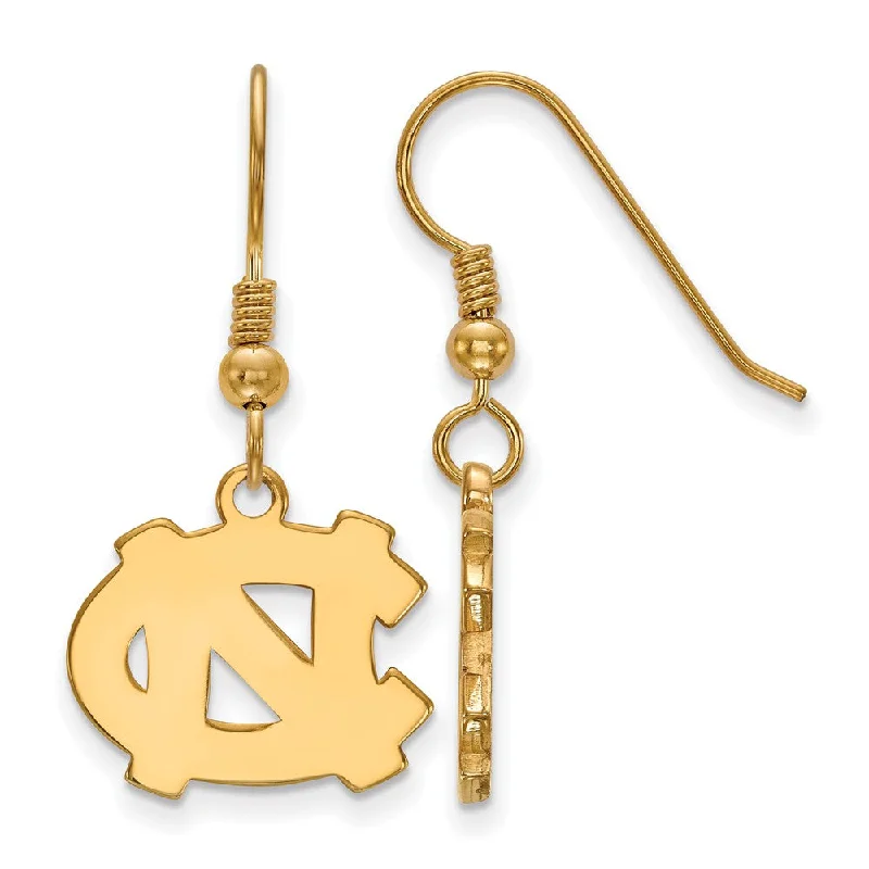 Women's earrings tri-layer-14k Gold Plated Silver U of North Carolina SM Dangle Earrings