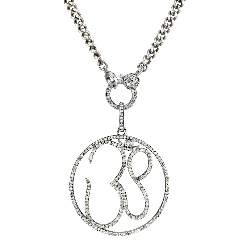 Women's necklaces airy-glow-Om Curb Chain Necklace N0002069