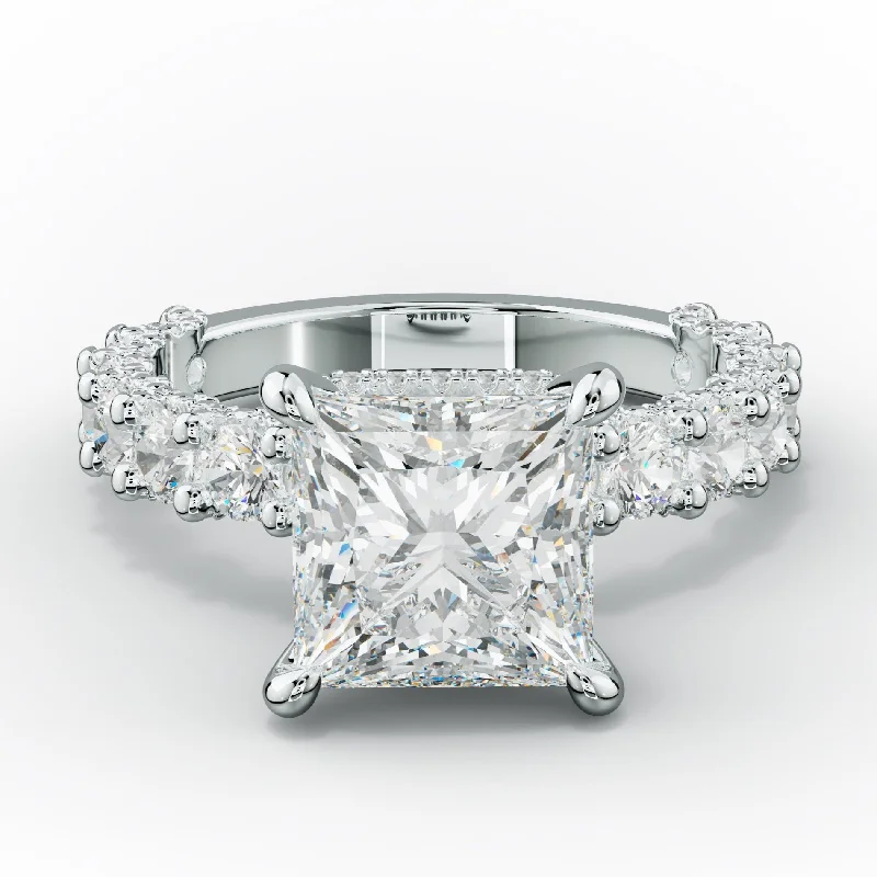 Women's engagement rings festive-gleam-Savannah Princess Cut Diamond Engagement Ring With Accented Side stones