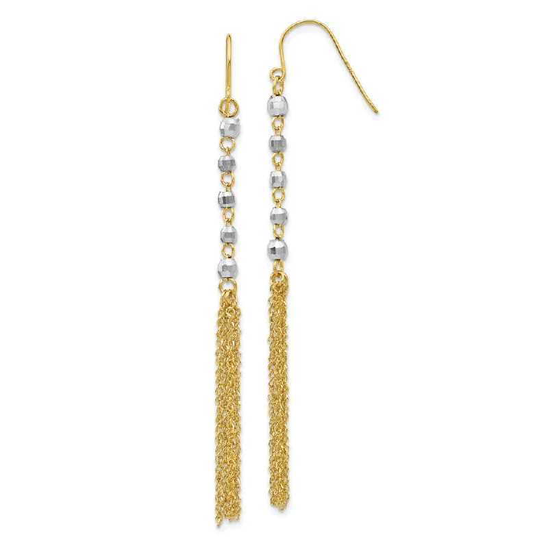 Women's earrings starry-stone-14k Two-tone Gold Bead and Chain Tassel Earrings