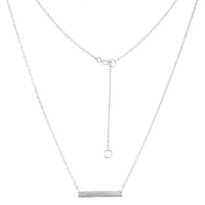 Women's necklaces sleek-titanium-Sterling Silver Matte Bar Design Necklace