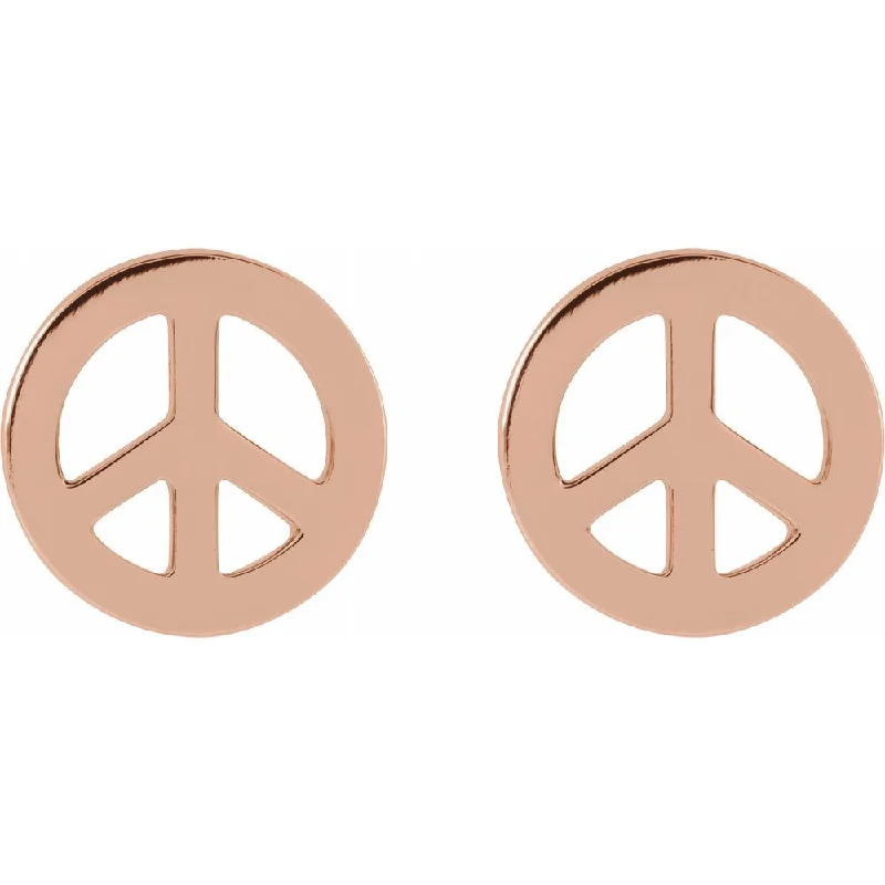 Women's earrings night-spark-14k Yellow, White or Rose Gold Tiny Peace Post Earrings, 8mm