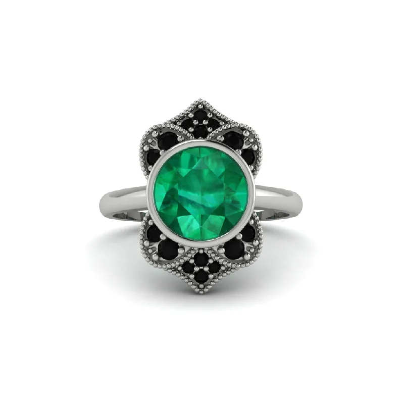 Women's engagement rings eternal-cut-Emerald Bezel Vintage-Inspired Engagement Ring - Olive No. 36