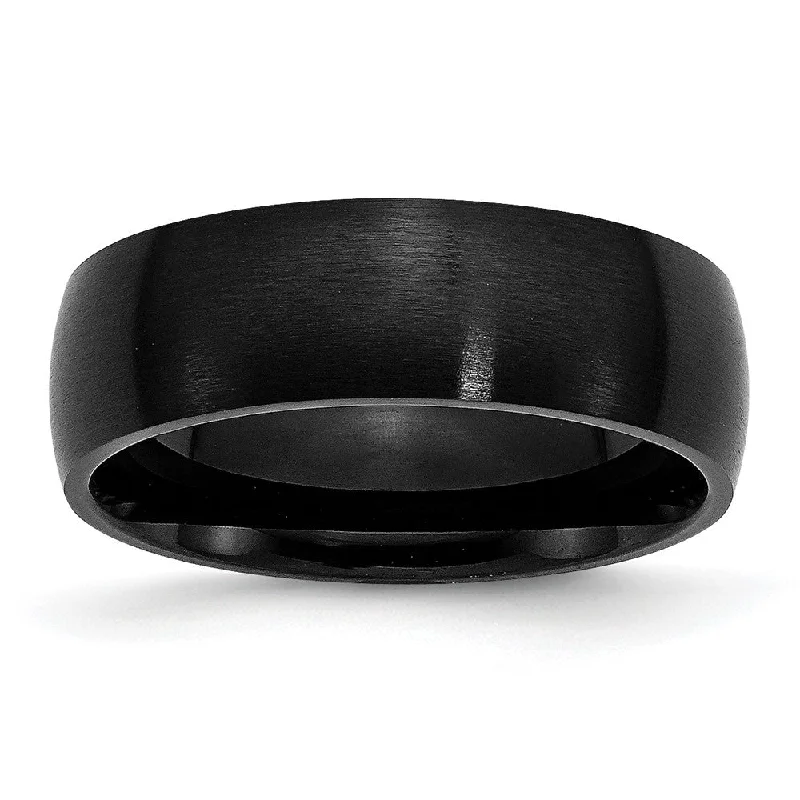 Women's rings eternal-shine-Men's 7mm Black Plated Stainless Steel Brushed Domed Band