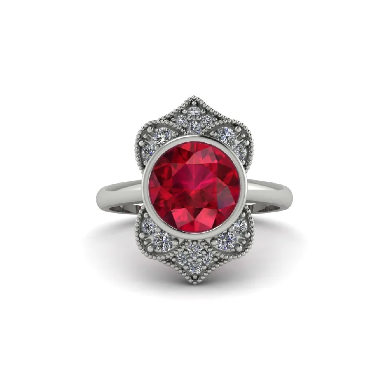 Women's engagement rings exotic-sapphire-Ruby Bezel Vintage-Inspired Engagement Ring - Olive No. 12