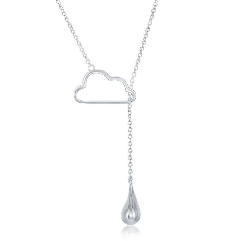 Women's necklaces playful-luxe-Sterling Silver Cloud and Hanging Raindrop Necklace