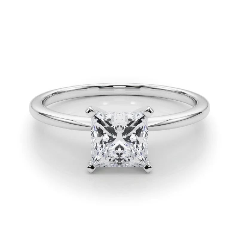 Women's engagement rings velvety-band-Angelica Princess Solitaire Engagement Ring