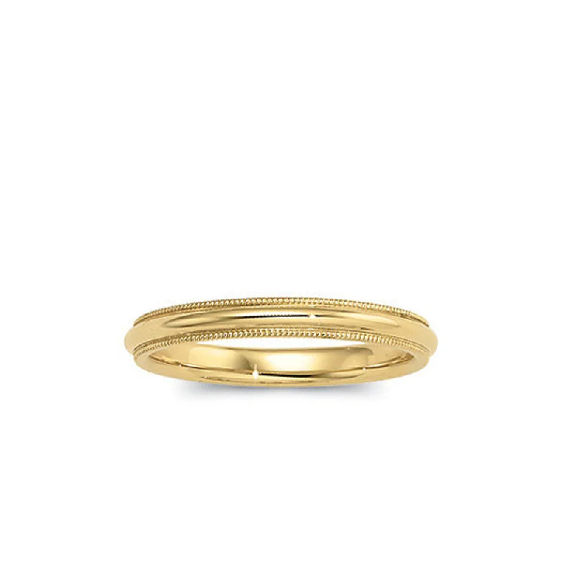 Women's rings Victorian-relic-3mm Milgrain Edge Domed Light Band in 10k Yellow Gold