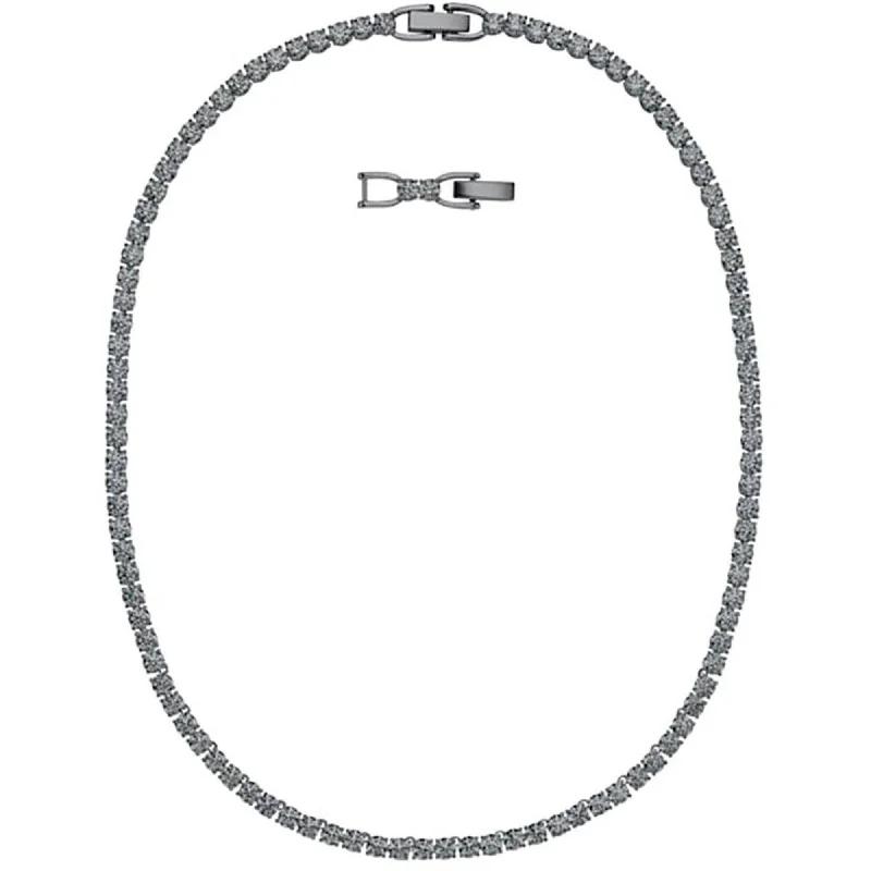 Women's necklaces eternal-gem-Swarovski Women's Necklace - Tennis Deluxe Black Crystals Rhodium Plated | 5517113